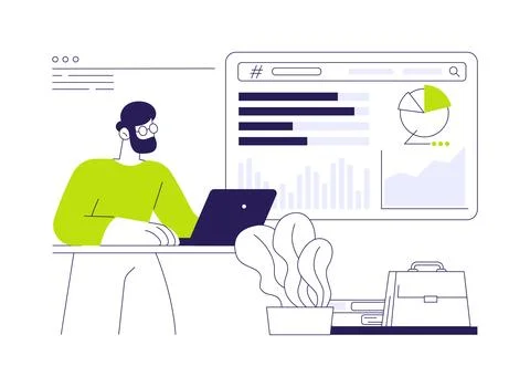 SEO analysis software abstract concept vector illustration. Stock Illustration