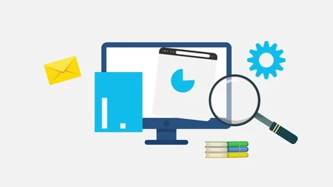 SEO analytics, 2d SEO animation video, SEO optimization, Email communication Stock Footage 197481984