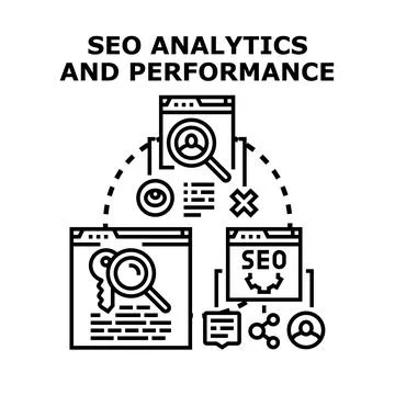 Seo analytics and performance optimization vector concept 库存插图