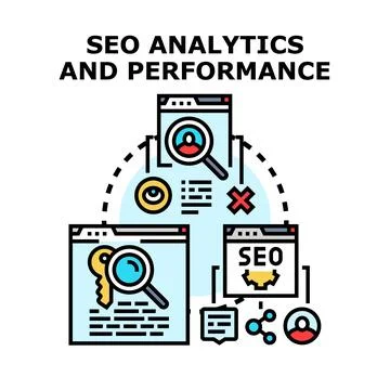 Seo analytics and performance optimization vector concept 库存插图