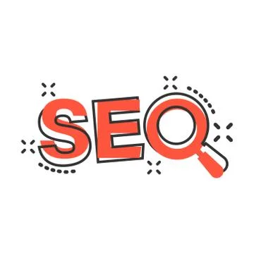 Seo analytics icon in comic style. Social media vector cartoon illustration o 스톡 일러스트
