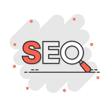 Seo analytics icon in comic style. Social media vector cartoon illustration o 스톡 일러스트