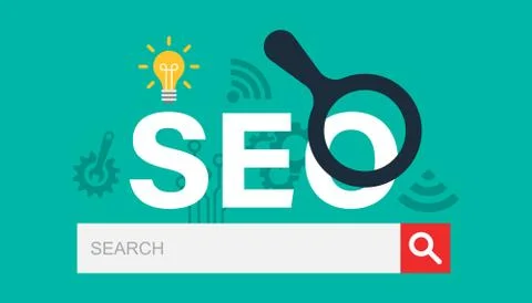 Seo analytics icon in flat style. Social media vector illustration on white i Illustrazione stock