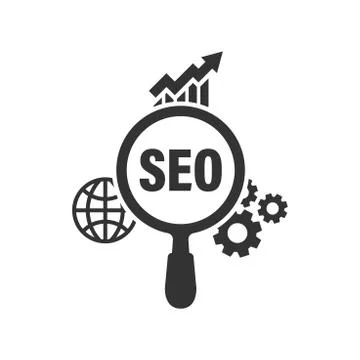 Seo analytics icon in flat style. Social media vector illustration on white i 스톡 일러스트