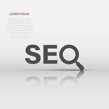 Seo analytics icon in flat style. Social media vector illustration on white.. 스톡 일러스트