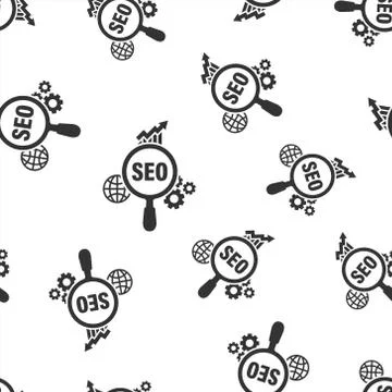 Seo analytics icon seamless pattern background. Social media vector illustrat Stock Illustration