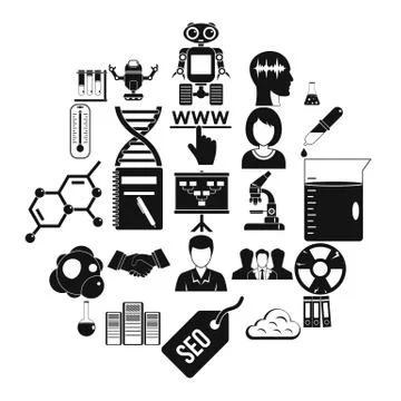 SEO analytics icons set, simple style Stock Illustration