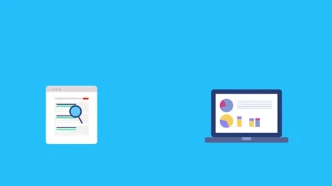 SEO analytics on laptop screen, search engine ranking video animation. Stock Footage 243627156