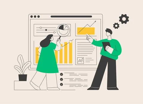 SEO analytics team abstract concept vector illustration. 스톡 일러스트