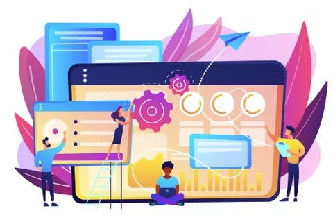 SEO analytics team concept vector illustration. 스톡 일러스트