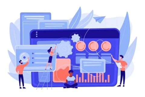 SEO analytics team concept vector illustration. Illustrazione stock