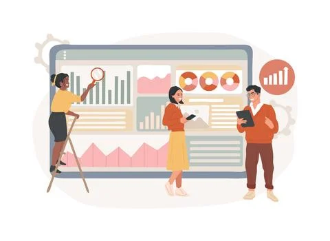 SEO analytics team isolated concept vector illustration. Ilustración de archivo