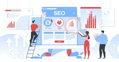 Seo Analytics Team It Search Engine Optimization Stock Illustration