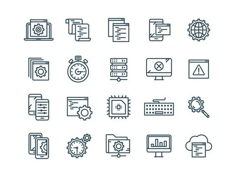 Seo and app development. Search engine optimization. Internet, e-commerce.Thin Stock Illustration