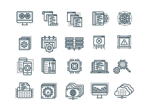 Seo and app development. Search engine optimization. Internet, e-commerce.Thin Stock Illustration