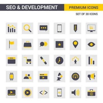 Seo and Developement icons 스톡 일러스트