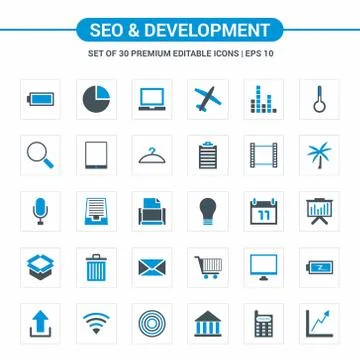 Seo and Developement icons 库存插图