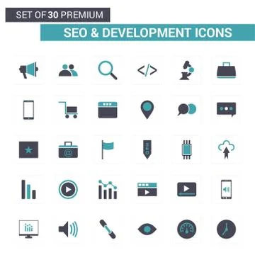 Seo and Developement icons 스톡 일러스트
