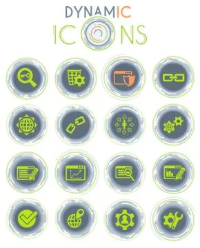 Seo and development dynamic icons Stockillustratie
