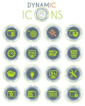 Seo and development dynamic icons イラスト素材