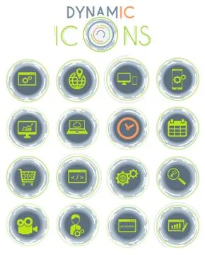 SEO and development dynamic icons Stock Illustration