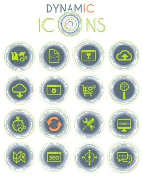 SEO and development dynamic icons 스톡 일러스트