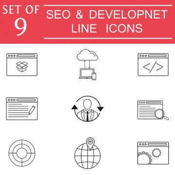 SEO and Development icon set, business signs イラスト素材