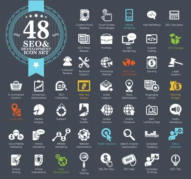 Seo and development icon set Stock Illustration