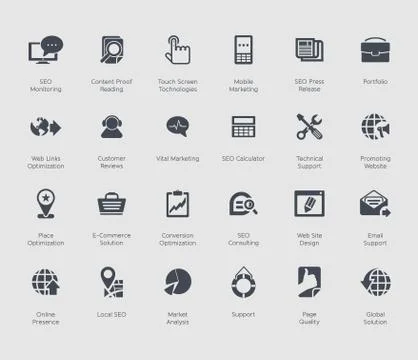 SEO and development icon set Stock Illustration