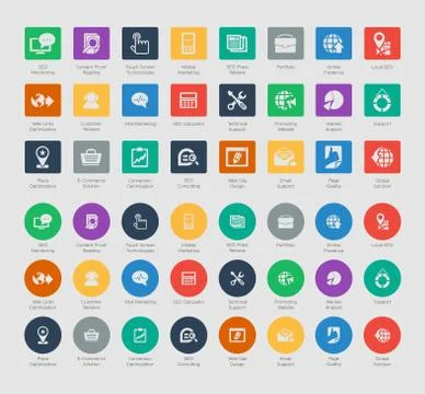 SEO and development icon set Stock Illustration