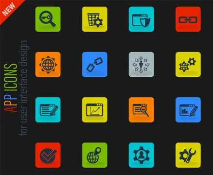 Seo and development icon set Stock Illustration