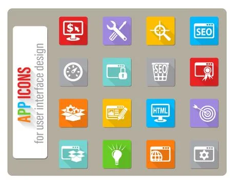 Seo and development icon set Stock Illustration