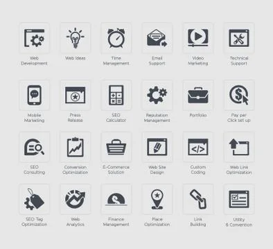 Seo and development icon sets 스톡 일러스트