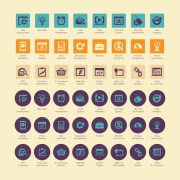 Seo and development icon sets Stock Illustration