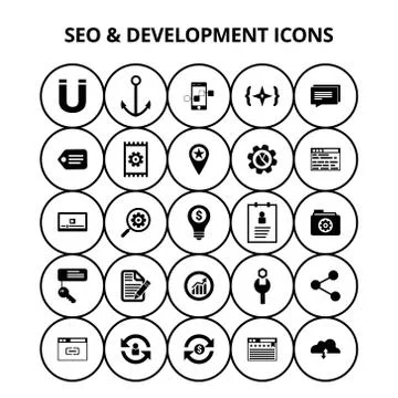 SEO and Development Icons 스톡 일러스트