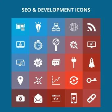 SEO and Development Icons 스톡 일러스트