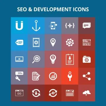 SEO and Development Icons 스톡 일러스트