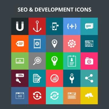 SEO and Development Icons 스톡 일러스트