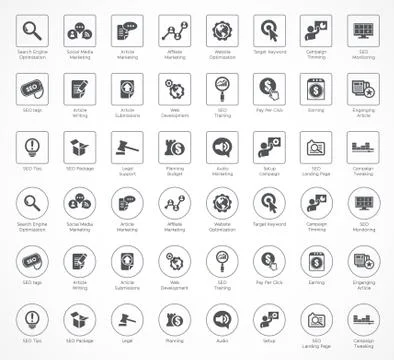 SEO and Development icons Stock Illustration