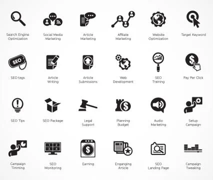 SEO and Development icons Illustrazione stock