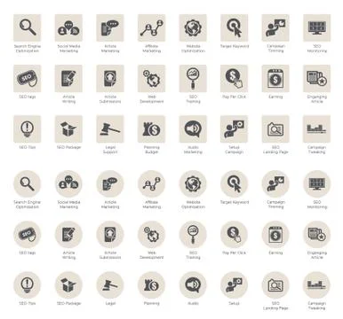SEO and Development icons Stock Illustration