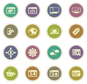 SEO and Development icons set 스톡 일러스트