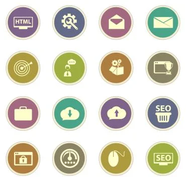 SEO and Development icons set Stock Illustration