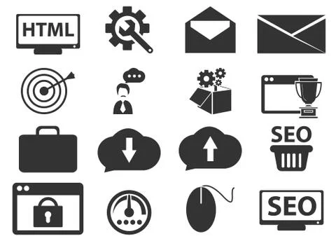 SEO and Development icons set Stock Illustration