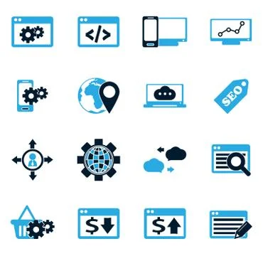 SEO and Development icons set Stock Illustration