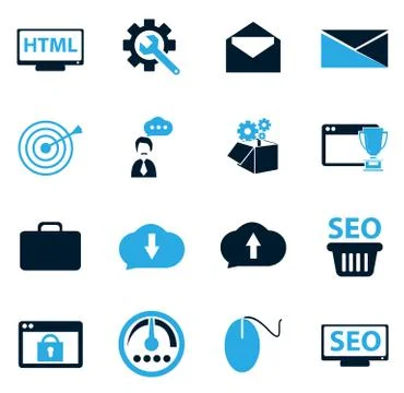 SEO and Development icons set Stock Illustration