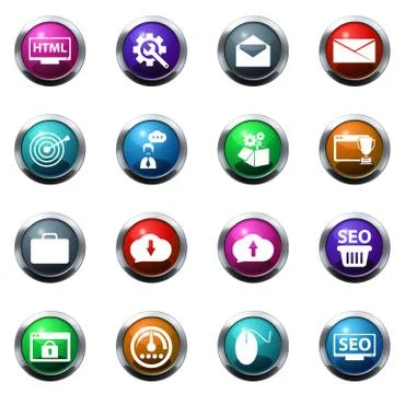SEO and Development icons set Stock Illustration