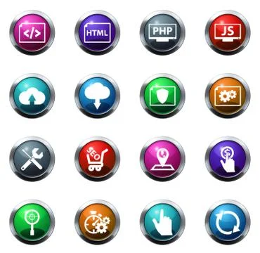 SEO and Development icons set Stock Illustration