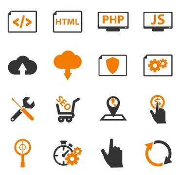 SEO and Development icons set Stock Illustration