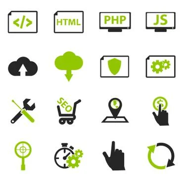 SEO and Development icons set Stock Illustration